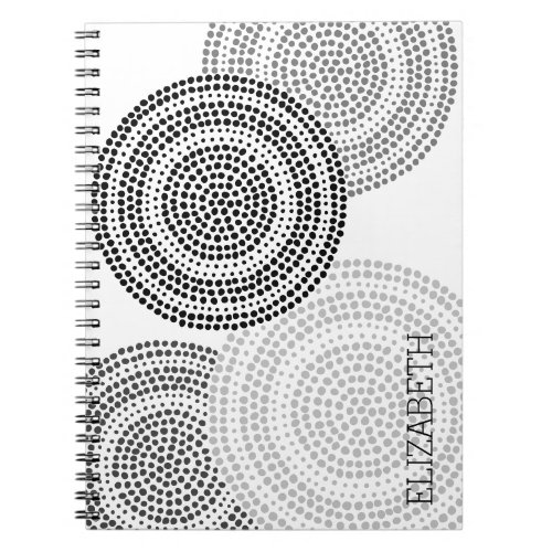 Modern Minimalist Dot Geometric Circle Black Grey Notebook
