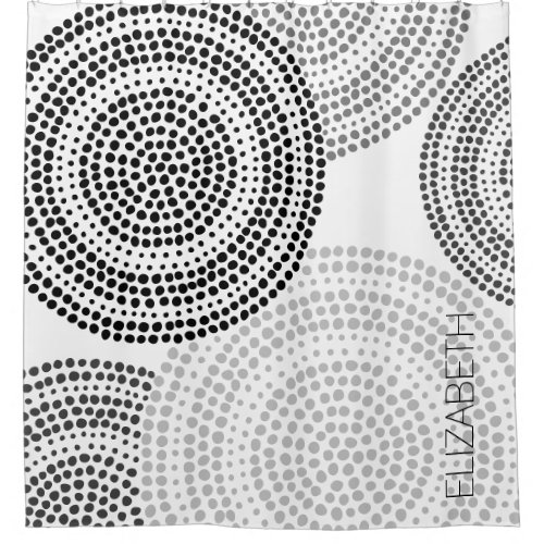 Modern Minimalist Dot Geometric Circle Black Grey Shower Curtain