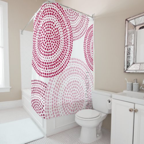 Modern Minimalist Dot Geometric Circle Pink Mauve Shower Curtain