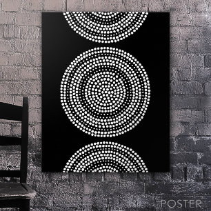 Modern Minimalist Dot Geometric Circle White Black Poster