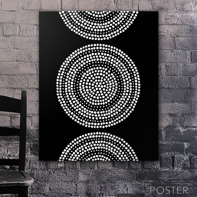 Modern Minimalist Dot Geometric Circle White Black Poster (Custom Poster)