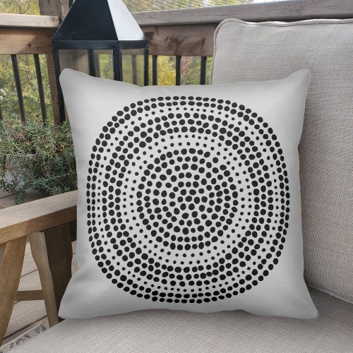 Modern Minimalist Dots Geometric Circle Sand Black Throw Pillow