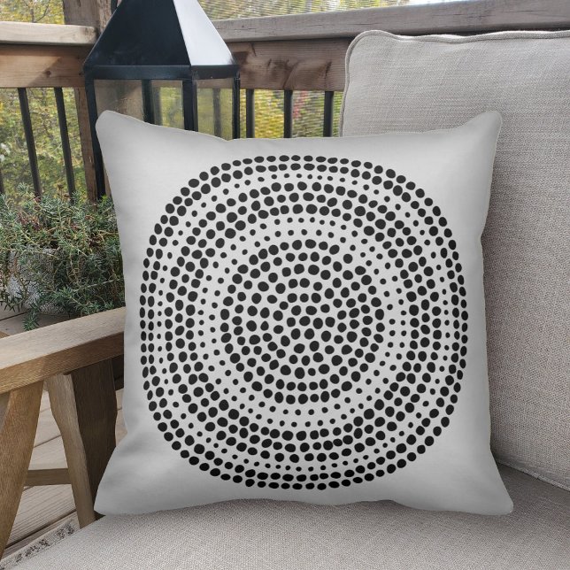 Modern Minimalist Dots Geometric Circle Sand Black Throw Pillow (Creator Uploaded)