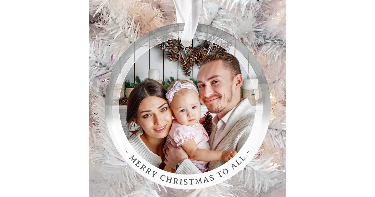 Modern Minimalist Double Sided Two photo Custom Ornament | Zazzle