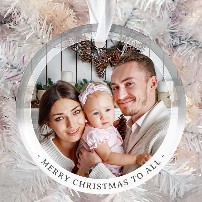 Modern Minimalist Double Sided Two photo Custom Ornament (Creator Uploaded)