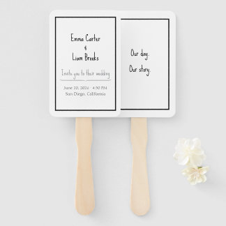 Modern Minimalist Double Sided Wedding Program Fan