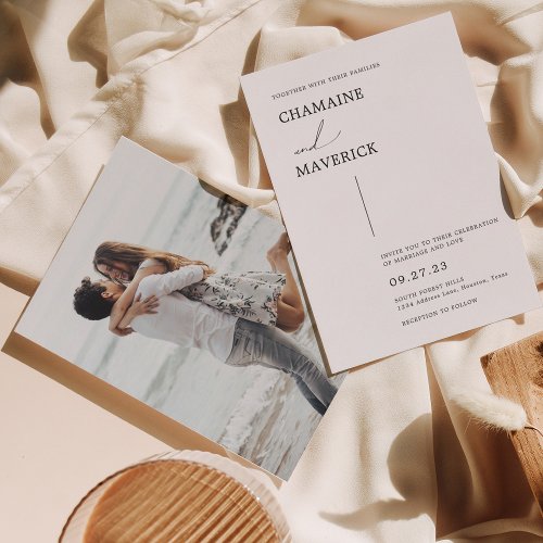 Modern Minimalist Dreamy Script Photo Wedding Invitation