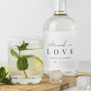 Modern Minimalist "Drunk In Love" Wedding Liquor Bottle Label