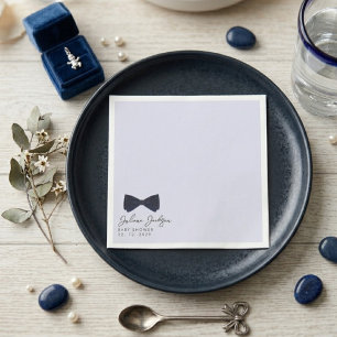 Modern Minimalist Dusty Blue Bow Baby Shower Napkins