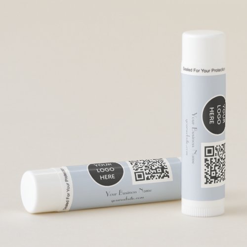 Modern Minimalist Dusty Blue Custom logo QR Code Lip Balm