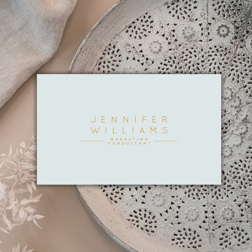 Modern Minimalist Dusty Blue Gold Business Card