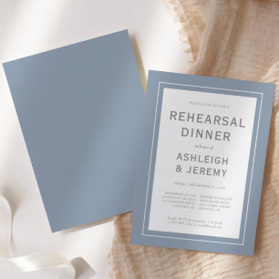 Modern Minimalist Dusty Blue Gray Rehearsal Dinner Invitation