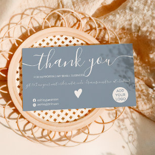 Modern minimalist  dusty blue order thank you business card