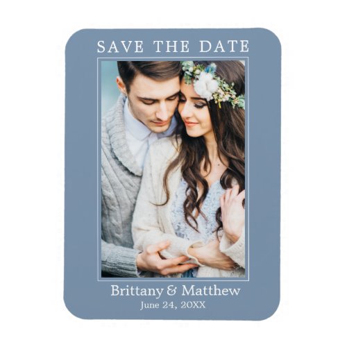 Modern Minimalist Dusty Blue Save the Date Magnet