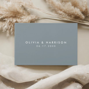Modern Minimalist Dusty Blue Simple Wedding Guest Book