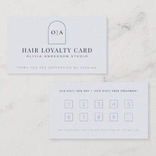 Modern Minimalist Dusty Blue Stamp Salon Loyalty Card