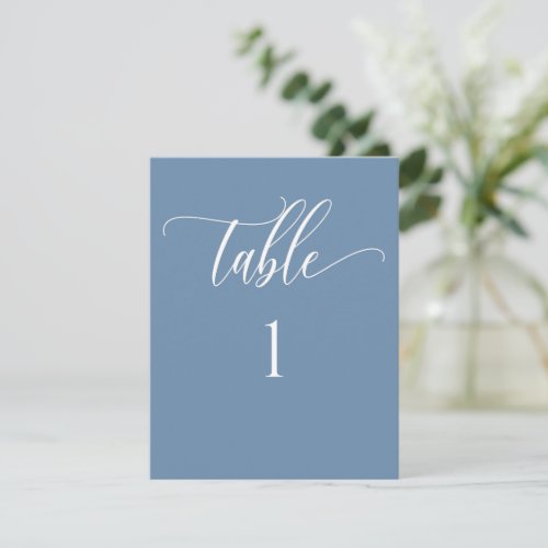 Modern Minimalist Dusty Blue Table Number Card