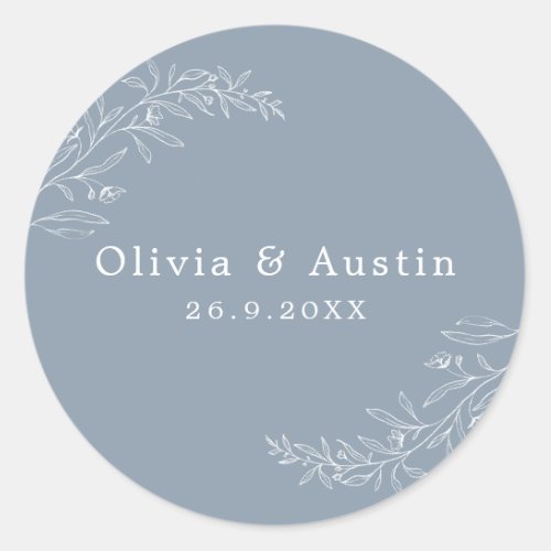 Modern Minimalist Dusty Blue Wedding Envelope Seal