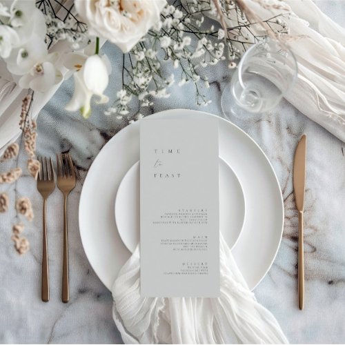 Modern Minimalist Dusty Blue Wedding Flat Menu