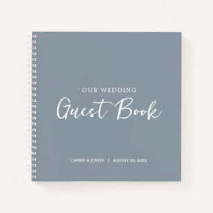 Modern Minimalist Dusty Blue Wedding Guest Book