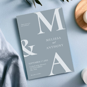Modern Minimalist Dusty Blue Wedding Invitation
