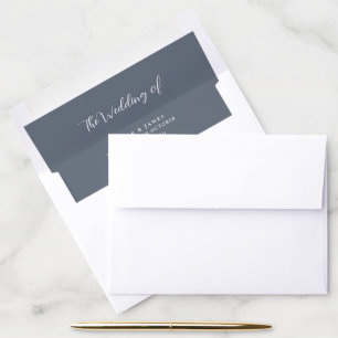 Modern Minimalist Dusty Blue Wedding Invitation Envelope Liner