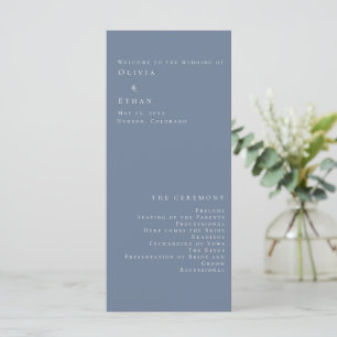 Modern Minimalist Dusty Blue Wedding Program