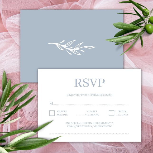 Modern Minimalist Dusty Blue Wedding RSVP Enclosure Card (Creator Uploaded)