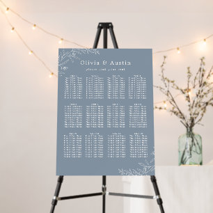 Modern Minimalist Dusty Blue Wedding Seating Chart Foam Board