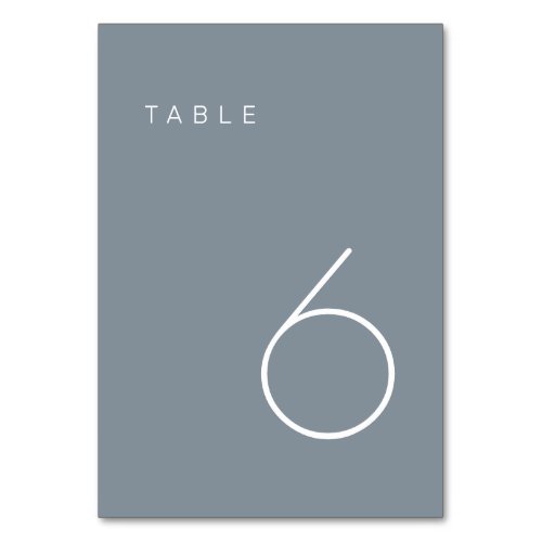 Modern Minimalist Dusty Blue  White Table Number