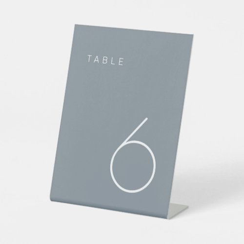 Modern Minimalist Dusty Blue  White Table Number  Pedestal Sign