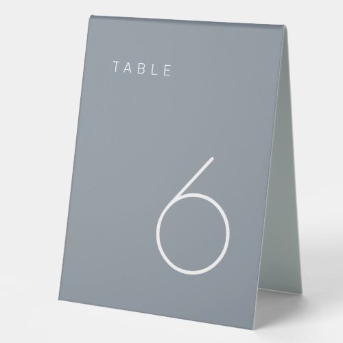 Modern Minimalist Dusty Blue  White Table Number Table Tent Sign