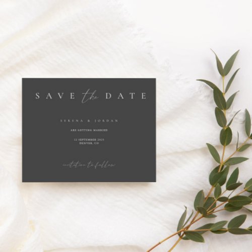 Modern Minimalist Dusty Grey Save the Date