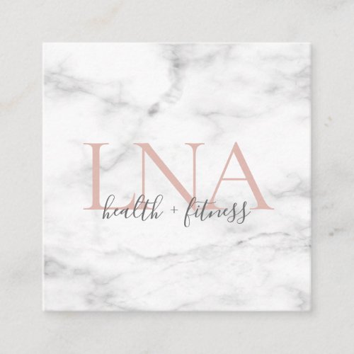 Modern Minimalist Dusty Pink Marble Monogram Square Business Card