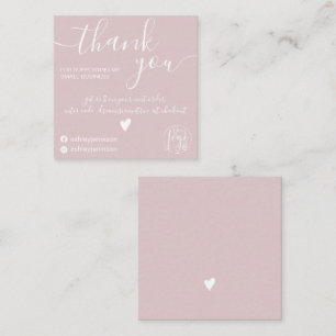 Modern minimalist dusty pink order thank you square business card