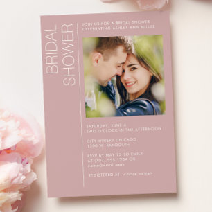 Modern Minimalist Dusty Rose Bridal Shower Photo Invitation