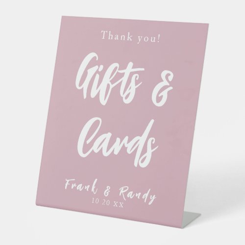 Modern Minimalist Dusty Rose Gifts Cards Wedding Pedestal Sign