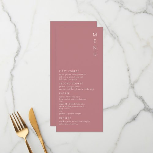 Modern Minimalist Dusty Rose Menu