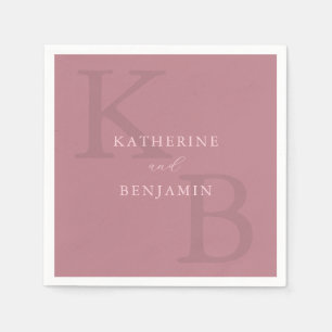 Modern Minimalist Dusty Rose Monogram Wedding Napkins