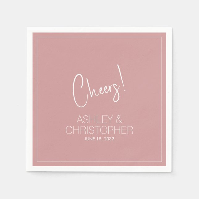 Modern Minimalist Dusty Rose Wedding Napkins (Front)