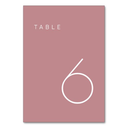 Modern Minimalist Dusty Rose  White Table Number