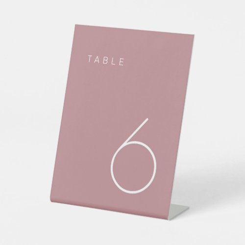 Modern Minimalist Dusty Rose  White Table Number  Pedestal Sign