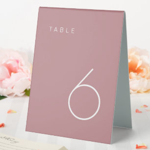 Modern Minimalist Dusty Rose & White Table Number Table Tent