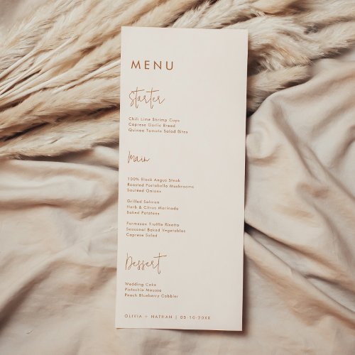 Modern Minimalist Earthy Wedding Menu