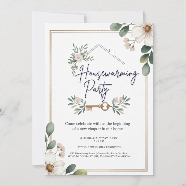 Modern Minimalist Editable Housewarming Invitation (Front)