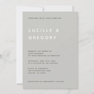 Modern Minimalist Editorial All Caps Light Grey Invitation