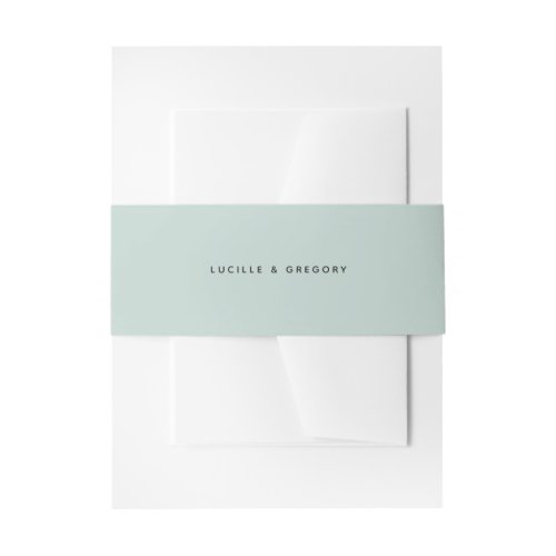 Modern Minimalist Editorial All Caps Seafoam Invitation Belly Band