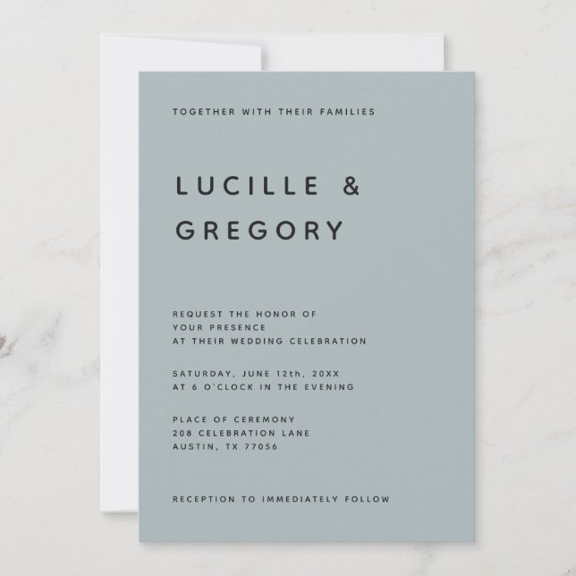 Modern Minimalist Editorial All Caps Slate Invitation (Front)