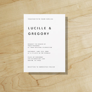 Modern Minimalist Editorial All Caps White Black Invitation