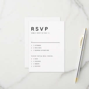 Modern Minimalist Editorial All Caps White & Black RSVP Card